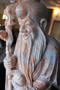 Large Hand-Carved Marble Statue of Auspicious Deity