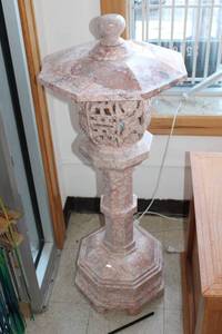 Unique Hand-Carved Pink Marble Lantern with Floral Design