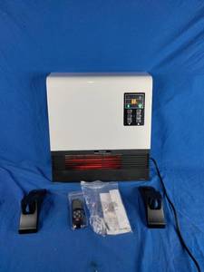 lot 103 image: Nordic Hygge 1500-Watt Wall-Mounted or Stand-Alone Electric Patio Heater with Timer and Quick Heat