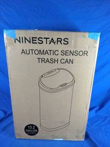 lot 136 image: Nine Stars Rectangular Motion-Sensor 13.2-Gallon Trash Can