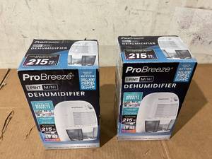 lot 231 image: LOT OF 2 Pro Breeze Mini Portable Dehumidifier, 17oz Ultra Quiet Compact Peltier Dehumidifier, 215 Sqft