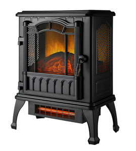 lot 115 image: Mainstays 2-Setting 3D Electric Stove Heater with Life-like Flame