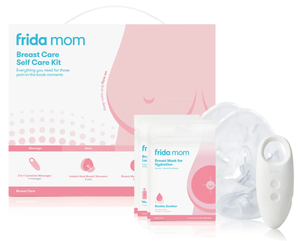 lot 357 image: Frida Mom Breast Care Self Care Kit with 2-in-1 Lactation Massager, Hydrating Mask Supplements, and Breast Warmer for Breastfeeding Relief