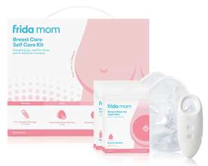 lot 360 image: Frida Mom Breast Care Self Care Kit with 2-in-1 Lactation Massager, Hydrating Mask Supplements, and Breast Warmer for Breastfeeding Relief