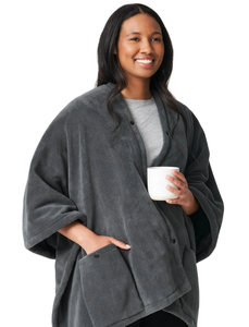 lot 372 image: Sunbeam On-The-Go Throw Slate Microplush, 4 Heat Settings, Cordless Heated Blanket, 50 x 60