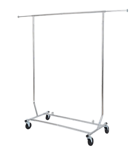 lot 376 image: Better Homes & Gardens 100lbs Heavy Duty Folding Adjustable Rolling Garment Rack