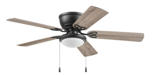 lot 377 image: Mainstays 52 Black Traditional Indoor Ceiling Fan with Light, Pull Chain Control & Reverse Airflow Black Finish