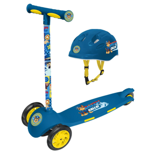 lot 380 image: Paw Patrol 3 Wheel Scooter and Helmet Set - Blue - Chase - 50lbs - Unisex - Toddler - Ages 2-5