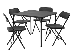 lot 484 image: 5PCS Mainstays Resin Card Folding Table and Four Folding Chairs Set
