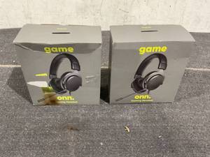 lot 136 image: LOT OF 2 Onn. Over-Ear Gaming Headset, Built-in Mic for PC, 6 ft Cable