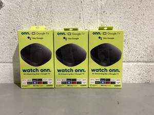 lot 504 image: LOT OF 3 Onn. Google TV 4K Streaming Box, 4K UHD Resolution
