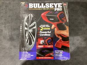 lot 616 image: Bullseye Pro Tire Inflator 150 PSI Electric Air Compressor Portable Air Pump Car Bike LED 12V