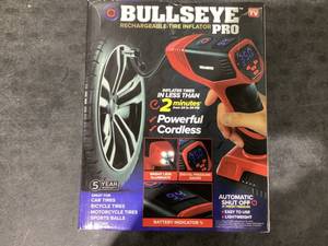 lot 614 image: Bullseye Pro Tire Inflator 150 PSI Electric Air Compressor Portable Air Pump Car Bike LED 12V