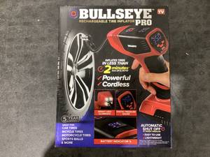lot 615 image: Bullseye Pro Tire Inflator 150 PSI Electric Air Compressor Portable Air Pump Car Bike LED 12V