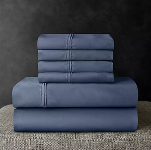 lot 137 image: 6PCS King Size  Members Mark 700 Thread Count Solid Egyptian Cotton Hotel Premier Collection Sheet Set