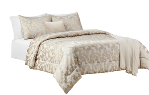 lot 143 image: 5PCS FullQueen Mainstays Gold Floral Comforter Set