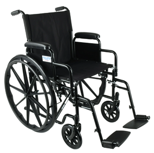 lot 309 image: Equate Lightweight Foldable Steel Wheelchair with 18 Seat and Swing-Away Footrests, 350 lb Capacity