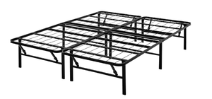 lot 488 image: King Size Mainstays 14 High Profile Foldable Steel Platform Bed Frame with Storage Space Under Frame