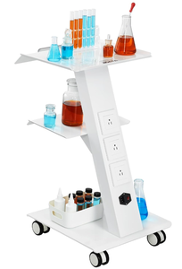 lot 501 image: VEVOR Lab Trolley, Built-in Socket Rolling Lab Cart, 3 Layers Tray Rolling Clinic Cart, 360° Silent Rolling Wheels wFoot Brake