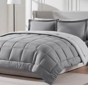 lot 503 image: 7PCS Queen Size Nestl Full Size Comforter Set - Reversible Bedding Sets Full Grey, All Season Bed in a Bag Full Size Bed Set