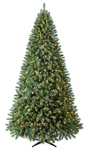 lot 516 image: 9ft Pre-Lit Woodlake Spruce Artificial Christmas Tree, Color-Changing LED Lights, by Holiday Time