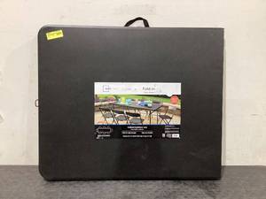 lot 649 image: Mainstays 6 Foot Bi-Fold Plastic Folding Table, Black