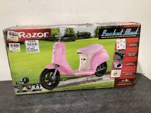 lot 665 image: Razor Pocket Mod Miniature Euro-Style Electric Scooter - Capri Pink, 24V, up to 15 mph