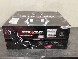 lot 675 image: GTRACING GTWD-200 Ergonomic Gaming Chair with Adjustable Pillows and Footrest , White