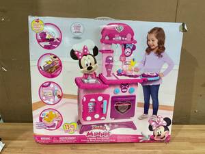 lot 467 image: Disney Junior Minnie Mouse Flipping Fun Pretend Play Kitchen Set, Play Food, Realistic Sounds, Kids Toys for Ages 3 up