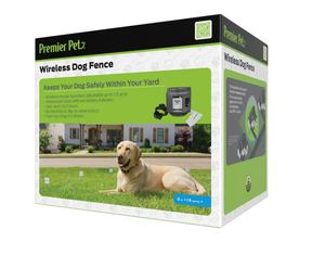 lot 431 image: Premier Pet Wireless Fence for Dogs .5 Acre Adjustable Circular Barrier, Wire-Free Electric Fence, Waterproof Collar, Tone & Static Correction, Portable, Expandable-Add Pets & Coverage Area