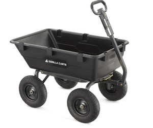 lot 453 image: Gorilla Carts 6 cu ft Heavy Duty Poly Dump Cart with Steel Frame, Black