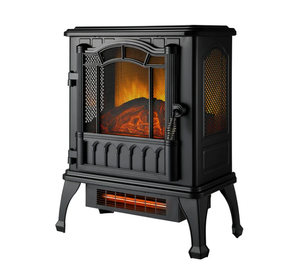 lot 671 image: Mainstays New 2-Setting 3D Electric Stove Heater with Life-like Flame, Black