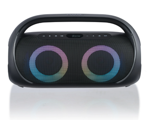 lot 203 image: Onn. Portable FM Boombox with LED Lighting