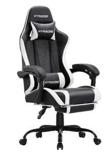 lot 677 image: GTRACING GTWD-200 Ergonomic Gaming Chair with Adjustable Pillows and Footrest