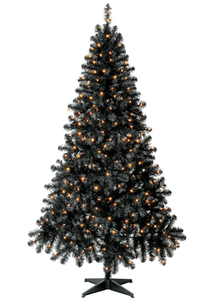 lot 683 image: 6.5 ft Pre-Lit Madison Pine Black Artificial Christmas Tree, Clear Incandescent Lights, by Holiday Time
