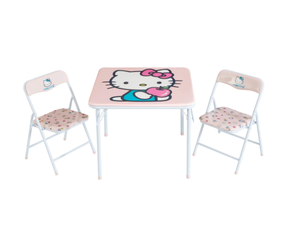 lot 325 image: Hello Kitty Kids 3-Piece Table and Chairs Set, Pink
