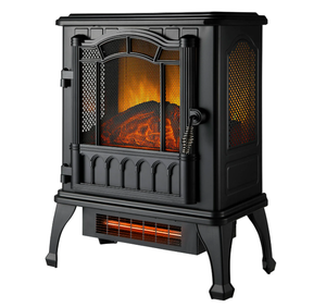lot 343 image: Mainstays 2-Setting 3D Electric Stove Heater with Life-like Flame, Black