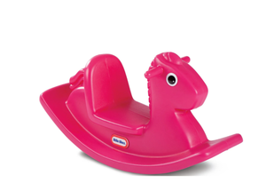 lot 466 image: Little Tikes Kids Rocking Horse in Magenta, Classic Indoor Outdoor Toddler Ride on Toy, Kids Boys Girls Ages 12 Months to 3 Years