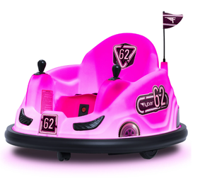 lot 473 image: Pink Glow 6V Bumper Car, Battery Powered Ride on for Children by Flybar, Ages 1.5, 66lbs, 1mph