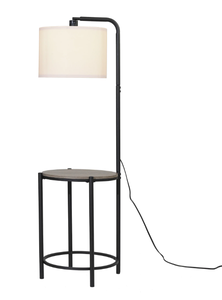 lot 339 image: Mainstays 54 Mid-Century Style Floor Lamp, with Faux Wood Finished Table