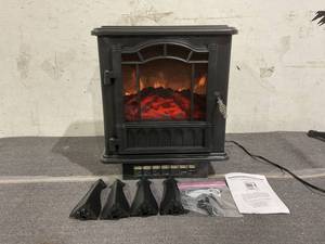 lot 347 image: Mainstays 2-Setting 3D Electric Stove Heater with Life-like Flame