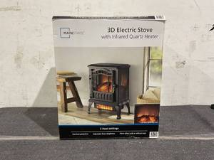lot 349 image: Mainstays 2-Setting 3D Electric Stove Heater with Life-like Flame
