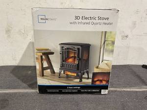 lot 350 image: Mainstays 2-Setting 3D Electric Stove Heater with Life-like Flame