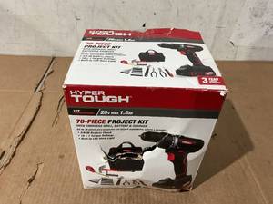 lot 314 image: 70PCS Hyper Tough 20V Max 1.5AH 70-Piece Project Kit with Cordless Drill, Battery & Charger
