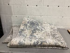 lot 729 image: Mainstays Abstract with Fringe Area Rug for Living Room Bedroom Ivory