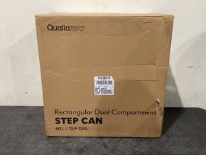 lot 679 image: QUALIAZERO 60L15.8Gal Heavy Duty Hands-Free Stainless Steel CommercialKitchen Step Trash Can