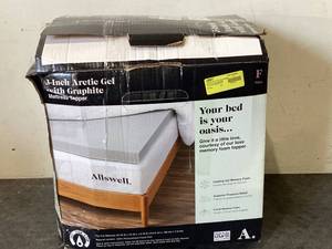 lot 703 image: Full Size Allswell 3 Sleep Cool ThermaGel Memory Foam Topper Infused with Graphite