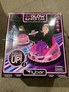 lot 601 image: Flybar Glow 6V Bumper Car, Battery Powered Ride on for Children, Ages 1.5, 66lbs, 1mph