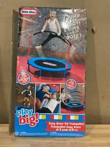 lot 478 image: Little Tikes Easy Store 3-Foot Trampoline, with Hand Rail, Blue