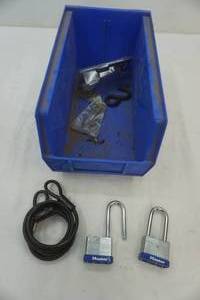 lot 41 image: Hardware bin, combination locks